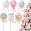Celltestria 6pcs Christmas Candy Decorations Xmas Pastel Candy Canes Macaron Lollipop Tree Hanging Ornaments for Christmas Birthday Party Wedding Holiday Home Decor