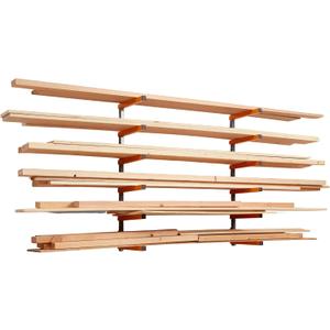 Bora Wood Organizer and Lumber Storage Metal Rack with 6-Level Wall Mount  Indoor and Outdoor Use, In Orange | PBR-001