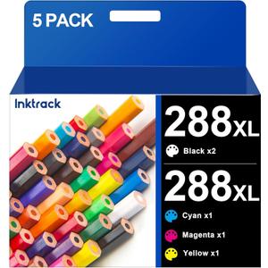 288XL Ink Cartridges 5 Pack Remanufactured for Epson 288 XL T288 T288XL Ink Cartridges Combo Pack to use for Expression Home XP-440 XP-330 XP-340 XP-430 XP-434 (2 Black,1 Cyan,1 Magenta,1 Yellow)