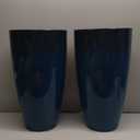 RUBBER BOND Plant Pots 2 Pack - Modern Indoor/Outdoor Planters for Home Decor - Weather-Resistant Large Flower Pots - Lightweight 22 Inches Tall Planters - Blue Glossy Round Pots for Plants