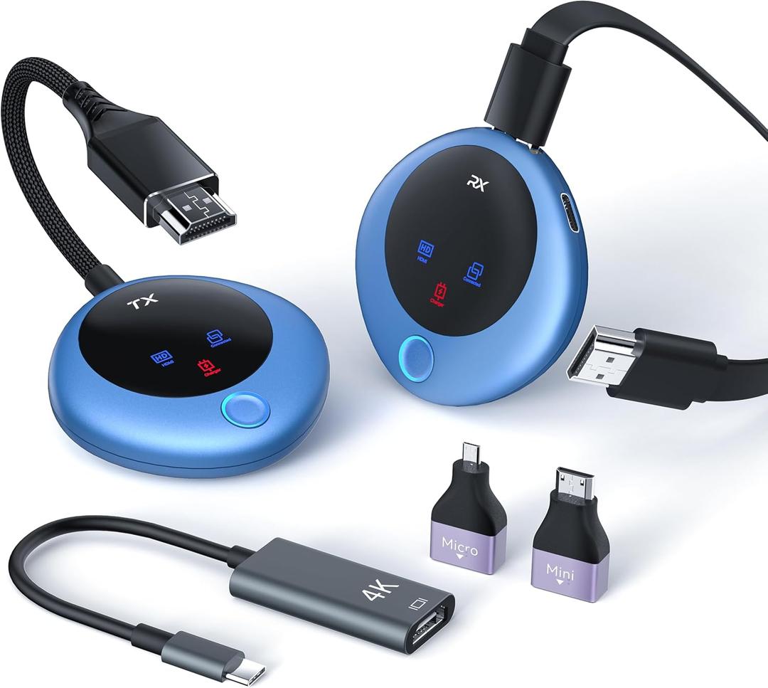 TPUFO Wireless HDMI Transmitter and Receiver, 4K Decode 1080P Output, 2.4G/5G Plug & Play, for Streaming Video/Audio/Files, Audio Sync, USB-C to HDMI Adapter, No Need App/Bluetooth/WiFi