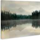 Stupell Industries 'Foggy Lake Forest Landscape Reflection'| Canvas Art, 40"L x 30"W