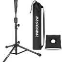 BaseGoal Batting Tee Baseball Tee,Softball Travel Portable Tee Tripod Stand Rubber Tee for Batting Training Practice with Carrying Bag (Black)