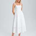 KUTUMAI Floral Corset Midi Dress Flowy Summer Tea Party Wedding Guest Dresses for Women 2026 (White, M)