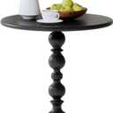 XIV Metal Small Round Side End Table, Vintage Matte Coffee Drink Cocktail Table, Accent Pedestal Table for Living Room Corners and Small Spaces, 21'' Height (Black)