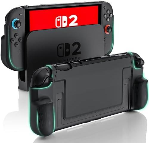 BHGift for Switch 1 Grip Case (2025), Upgraded Slim Switch 2 Dockable Protective Case, Console Hard Cover Like a Real Gamepad for Handheld, Shockproof and Scratchproof, Black