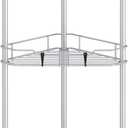 HuggieGems 3 Tier Floor Standing Corner Shower Caddy Organizer Shelf with Hooks, Bathroom Shelves Stand Rack, Silver