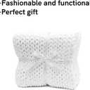 YnM Velvet Weighted Blanket, Handmade Chunky Knitted Design, Soft and Cozy, Temperature Regulating and Breathable, Machine Washable Throw for Sleep or Home Decor (White, 80x87 Inch, 25lbs)