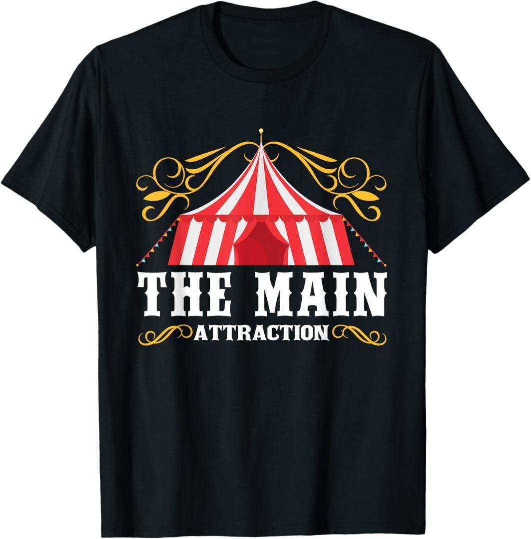 Kids The Attraction Circus Carnival Children Birthday Party T-Shirt (L, Black)