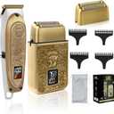 GEC Professional Men's Electric Razor & Barber Kit - Cordless Foil Shaver, Titanium T-Blades, 3-in-1 Multifunctional Trimmer for Beard, Hair, & Body Grooming  Travel-Friendly with Built-in Battery