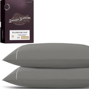 TEXAS LINEN CO. 100% Egyptian Cotton Pillowcases Queen Size Set of 2 - Luxury 2000 Series Standard/Queen Pillow Cases, Cooling, Envelope Closure Hotel Quality Pillowcase (21 x 32, Dark Grey)
