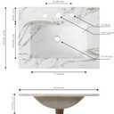 JONATHAN Y Ancillary 24 in. W x 18.25 in. D Ceramic Vanity Sink Top with 3-Hole Rectangular Single Sink Basin, White Marble Effect SNK1001C