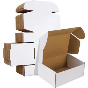 HORLIMER 9x6x4 inches Shipping Boxes Set of 25, White Corrugated Cardboard Box Literature Mailer