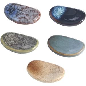 Small Ceramic Spoon Rest 5 pcs (0.55" x 1.45" x 2.16"), Spoon Rest for Stove Top,Heat Resistant Porcelain Spoon Utensil Holder-Kitchen Utensil Rest Table Decor and Accessories