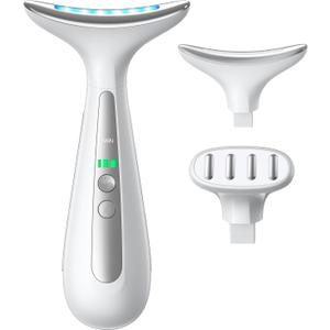 Facial and Neck Massager for Face, Neck & Eye - Skin Lifting & Firming - Wrinkle & Dark Circle Reducer - at Home Skin Care Face Sculpting Tool and Neck Massager (Dual Head, White-dual Head)