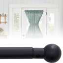 JINCHAN French Door Curtain Rods, No-Drill Adjustable Black Curtain Rods with Adhesive Hooks, 2848 Inch Aluminum 2-Pack for Sheer & Tier Curtains