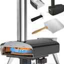 Outdoor Pizza Oven Wood Pellet Fired Pizza Stove with Automatic Rotating System, Pizza Stone, Pizza Peel and Carry Bag (Tisserie W-Oven Series) - Global Patent (Black)