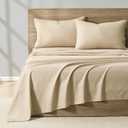DKNY Cooling Washed Microfiber Sheet Set, King, Warm Beige, 4-Piece
