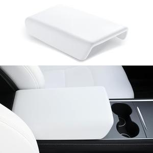 Uxcer Tesla Model 3 Model Y Armrest Cover White, Non-Slip TPE Center Console Cover for 2016-2025 Tesla Model 3/Y Interior Accessories [Not Compatible with Model 3 2024-2025]