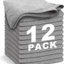 Gray Microfiber Cleaning Cloth 13"x13", Ultra Soft Absorbent Microfiber Cleaning Rags for Housekeeping Cleaning Supplies, Lint Free Reusable Cleaning Cloths for House Washable, Pack of 12