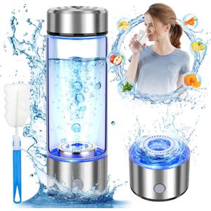 2025 Upgrade Hydrogen Water Bottle, Hydrogen Water Generator with Advanced SPE PEM Technology, 420ml(14OZ) Hydro Water Machine, Portable Water Ionizer for Travel, Office, Fitness & Everyday Hydration (Silver)