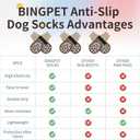 BINGPET 6PCS Dog Socks to Prevent Licking Paws with Grippers for Hardwood Floors Anti Slip, Winter Pet Shoes Booties, Extra-Thick Grip Dog Boots & Paw Protectors for Small Medium Large Senior Dogs, XL