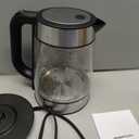 Amazon Basics Electric Kettle with Glass Carafe for Tea and Coffee, BPA-Free, Fast Boiling, Auto Shut-Off, Boil-Dry Protection, Water Level Indicator, 1.7 Liter, 1500W, Black and Silver (1.8 Quarts)