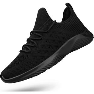 Feethit Mens Slip On Walking Shoes Lightweight Breathable Non Slip Running Shoes Comfortable Fashion Sneakers for Men (10.5, Black)