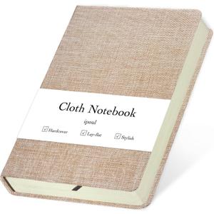 Linen Notebook, College Ruled, Hardcover, Lay Flat, B6, Small, 5x7, Thick, 100gsm, Pink, Journal for Writing