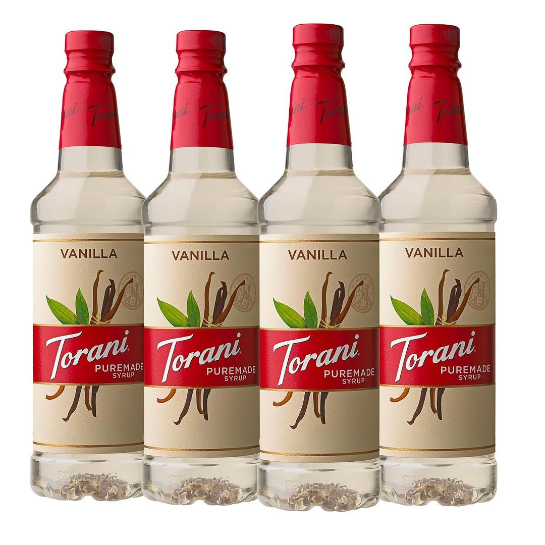Torani Puremade Syrup, Vanilla, 25.4 Ounces (Pack of 4) (EXP 01/28/28)
