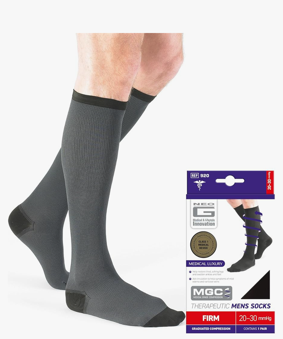 Neo G Men's Compression Socks - True Graduated Compression - Class 1 Medical Device – Grey