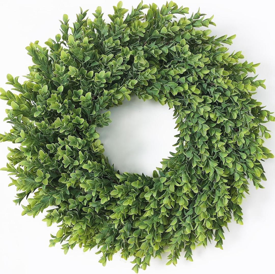26"Artificial Boxwood Wreath, Large Fake Hanging Plant for Front Door Decor