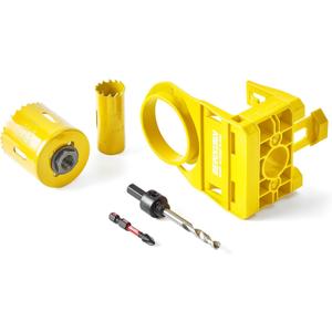 1-3/8" - 1-3/4" Door Lock Installation Kit for Metal and Wood Doors with Guide Template, Door Lock Hole Saw, M2 Steel (Yellow)
