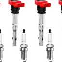 Ignition Coil Pack & Spark Plugs Set of 4 Compatible with Audi A4 A5 TT Volkswagen CC Tiguan & More 2.0L 2.0T Replaces# 06E905115E, UF529, 06E905115A, 06E905115C