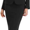 Allegra K Women's 2 Piece Suit Skirt Set Business Casual Outfits Long Sleeve Blazer and Pencil Skirt (Large)