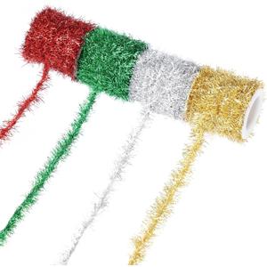 Tongcloud Metallic Tinsel Garland in Gold, Red, Green & Silver (19.6FTx0.7INCHES)
