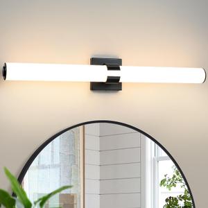 AIJIASI Black Bathroom Vanity Light Fixtures, 31 inch Modern Bathroom Light Fixtures Over Mirror Sconce Lighting 28W 3000K LED Dimmable Vanity Light Bar for Mirror Bedroom Living Room