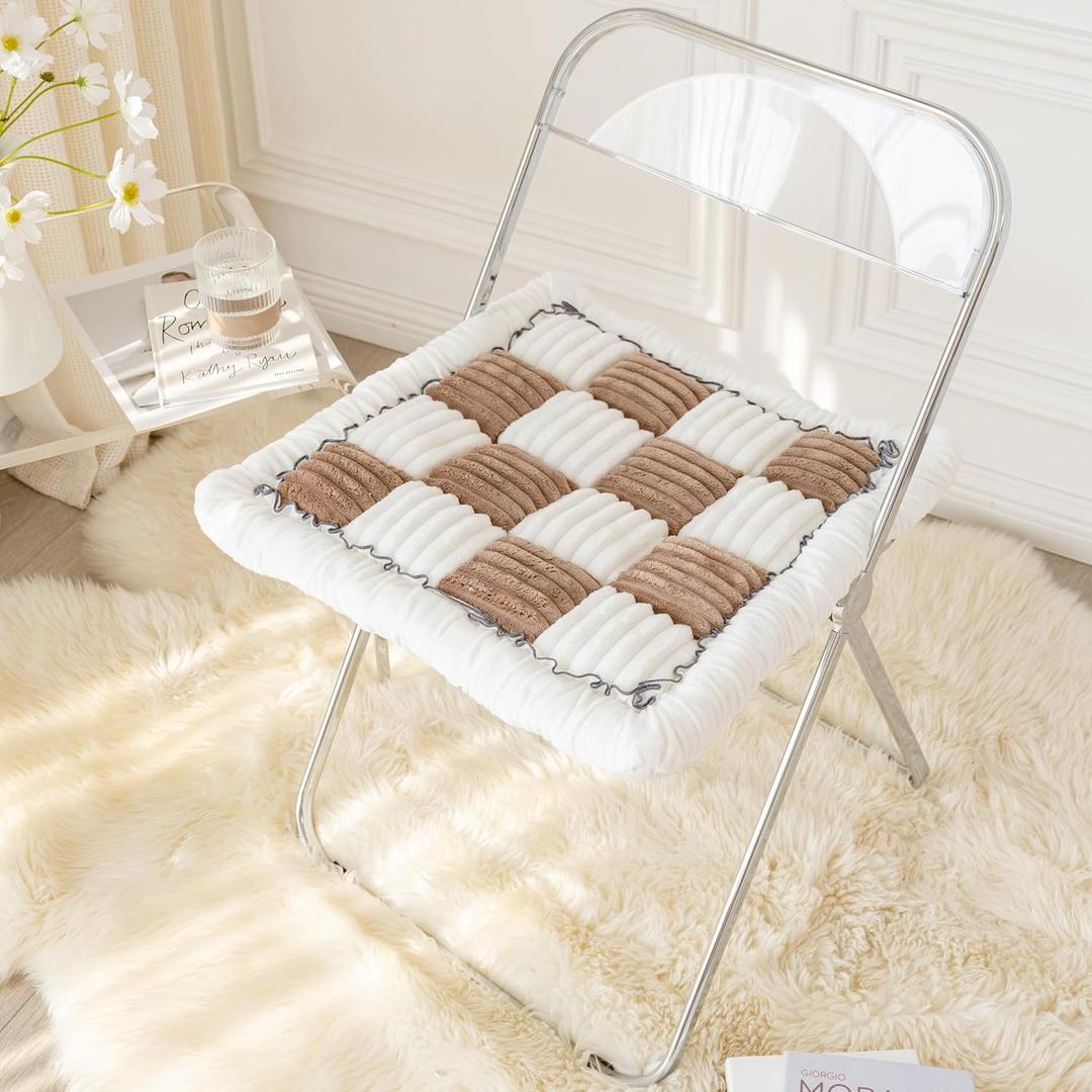 Funny Pet Couch Covers for Sofa Plush Checker Plaid Sofa Covers for Pets Washable 3 Cushion Couch Sofa Mat Friendly (Cream Dark Coffee, 50x50 cm/19.7x19.67 in)