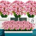 AGIRL 24 Bundles Artificial Flowers for Outdoor,No Fade Fake Plastic Flowers Faux Plants for Decoration Hanging Planters Indoor Outside Garden Porch Window Box Home Wedding Farmhouse