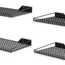 Wallmaster Heavy Duty Garage Wall Shelving 4 Pack 23.6"x11.8" Metal Wire Shelves Wall Mount Mesh Storage Rack for Garage, Office, Basement and Kithcen, max Load 65 lbs (Black)