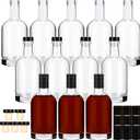 Liengoron Wine Bottle 12PCS 375 ML Glass Bottles with Lids 12 oz Clear Glass Bottles with Cork Empty Wine Bottle with Stopper for Beverages Drinks Beer Water Soda