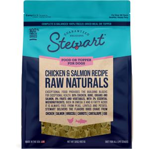 Stewart Raw Naturals Freeze Dried Raw Dog Food or Meal Topper, Chicken and Salmon Recipe, 32 Ounce Bag, Complete and Balanced Nutrition (EXP 06/18/26)