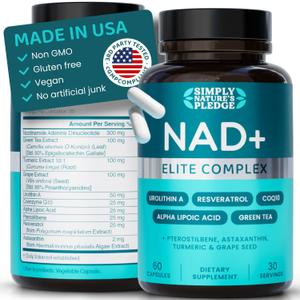 Simply Nature's Pledge Direct NAD + Elite Complex 750mg, 60 Capsules