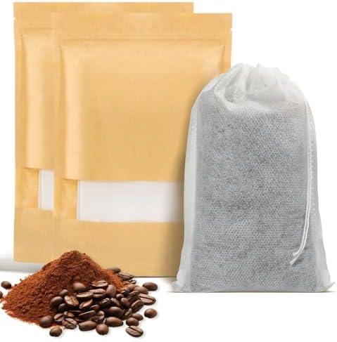 200pcs Premium Cold Brew Coffee Filter Bags, No Mess Cold Brew Bags, Easy-Use Disposable Grinds Coffee Pouches, Versatile Coffee Tea Bags for Smooth Cold Brew with Drawstring, 4 x 6 Inches