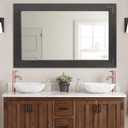 YOSHOOT Rustic Wooden Framed Wall Mirror, Natural Wood Bathroom Vanity Mirror for Farmhouse Decor, Vertical or Horizontal Hanging (40" x 26", Black)