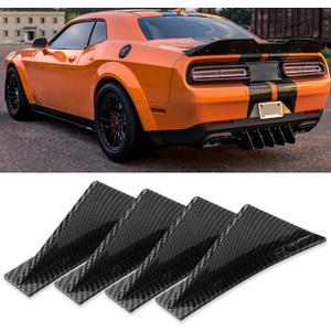 JMTBNO Carbon Fiber Rear Bumper Diffuser Lip Splitter Shark Fins Curved Spoiler Lip Wing Splitter 4pcs