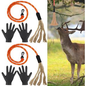 SATINIOR 3 Feet Scent Rope for Deer Hunting Include Mock Scrape System Hemp Drag Rag with Reflective Rope Rotating Clamp and Gloves Hangs Anywhere for Hunting Accessories Hunter Gifts