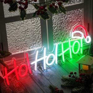 Glooglitter Large Christmas Neon Sign Hohoho Light up Christmas Sign Decoration Hohoho Acrylic Neon Light Decoration for Wall Window Bedroom Xmas Party Decor
