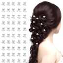 50PCS Pearl Hair Clips, Mini Pearl Hair Pins, White Clips with Alloy Base, Elegant Barrettes for Daily Hairstyle Design Photo Shooting Banquets Wedding Party Women Decoration