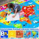 World Map ABC Kid Rug for Playroom 78.7"59" Geography Classroom Play Carpet Educational Baby Playmat Alphabet Mat for Primary School Fluffy Ployester Non-Slip Preschool Rug for Nursery Room